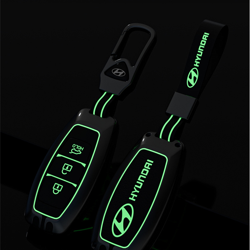 Ốp Bảo Vệ Ổ Khóa Xe Hơi Bằng Hợp Kim 3 Nút Chuyên Dụng Cho Hyundai Accent , Kona, Santafe