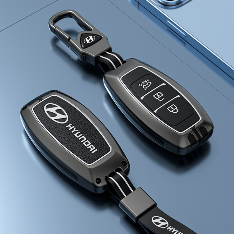Ốp Bảo Vệ Ổ Khóa Xe Hơi Bằng Hợp Kim 3 Nút Chuyên Dụng Cho Hyundai Accent , Kona, Santafe