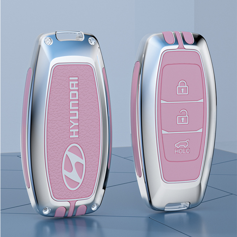 Ốp Bảo Vệ Ổ Khóa Xe Hơi Bằng Hợp Kim 3 Nút Chuyên Dụng Cho Hyundai Accent , Kona, Santafe