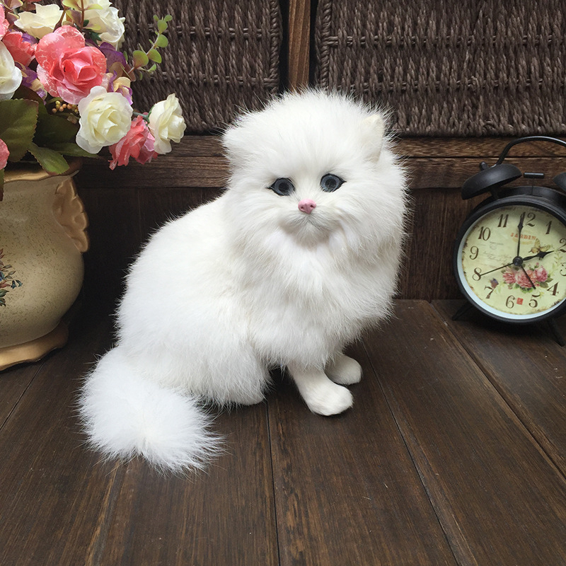 Mô hình đồ chơi chú mèo Mô Hình Mèo Mini Bằng Lông Giả Trang Trí Kitty - Mèo trắng WHYME
