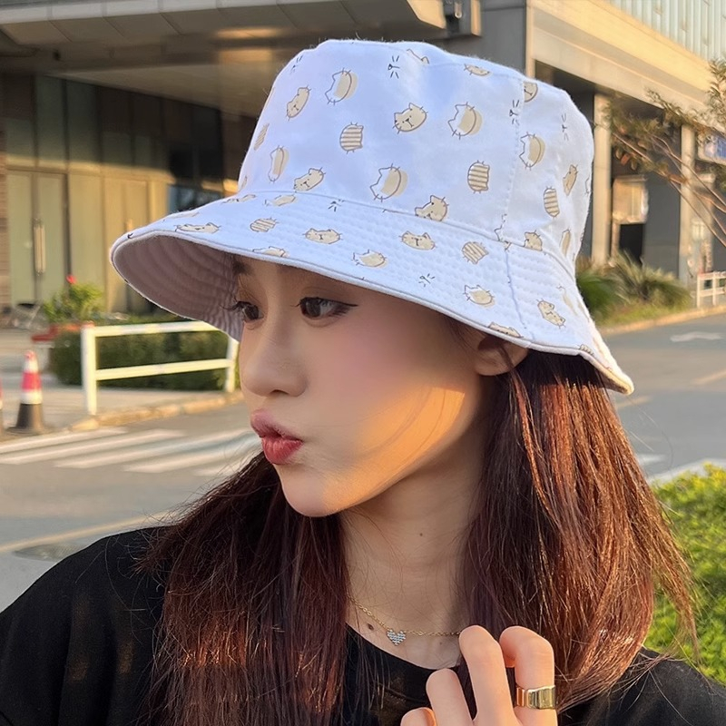Nón Tai Bèo Hai Mặt In Họa Tiết Mèo Phong Cách Mới Dành Cho Nữ