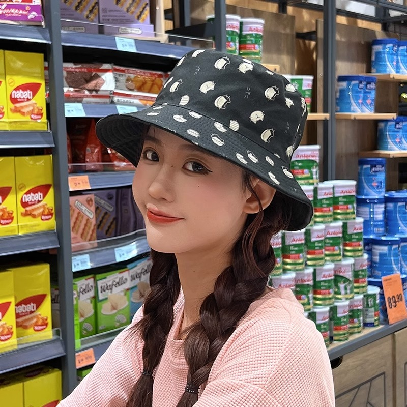 Nón Tai Bèo Hai Mặt In Họa Tiết Mèo Phong Cách Mới Dành Cho Nữ