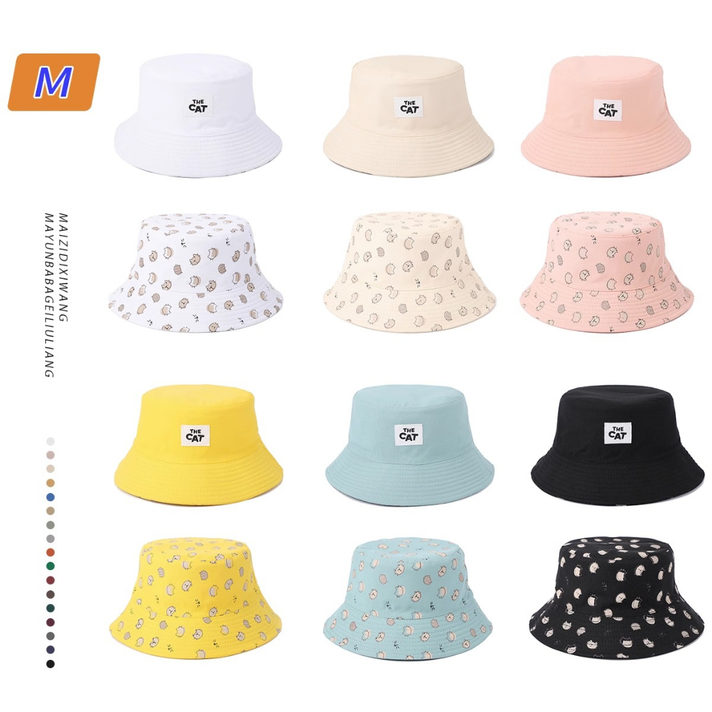 Nón Tai Bèo Hai Mặt In Họa Tiết Mèo Phong Cách Mới Dành Cho Nữ