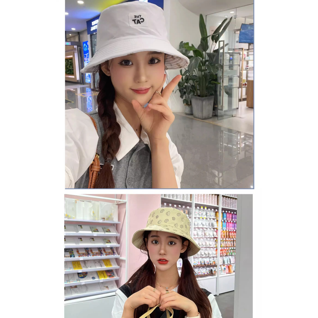 Nón Tai Bèo Hai Mặt In Họa Tiết Mèo Phong Cách Mới Dành Cho Nữ