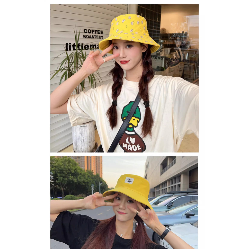 Nón Tai Bèo Hai Mặt In Họa Tiết Mèo Phong Cách Mới Dành Cho Nữ