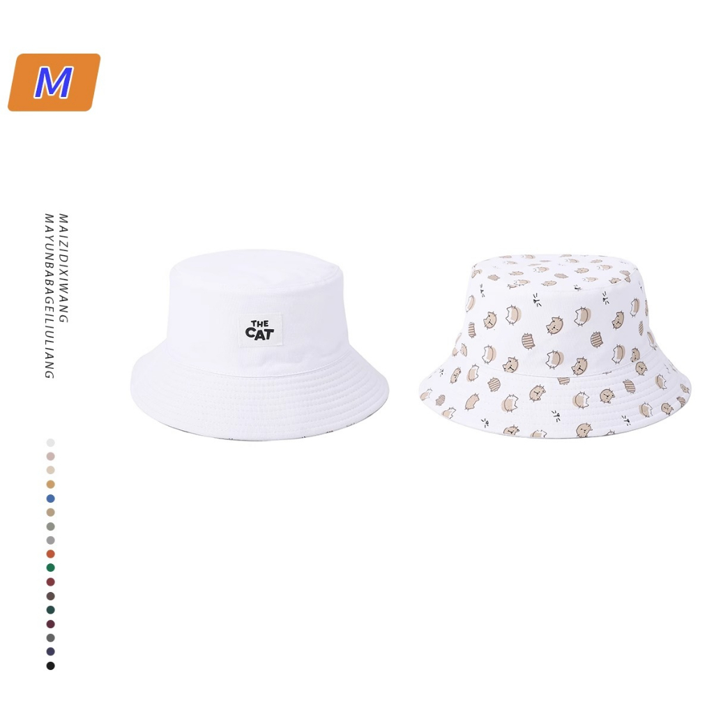 Nón Tai Bèo Hai Mặt In Họa Tiết Mèo Phong Cách Mới Dành Cho Nữ