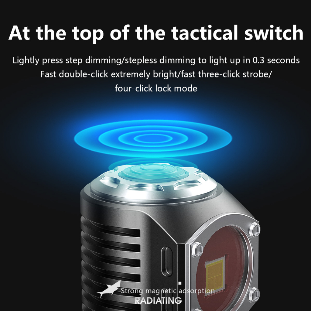 SmilingShark ES16 Đèn Pin Mini Móc Khóa Siêu Sáng 7 Chế Độ Có Nam Châm Sạc Cho Ourdoor Campingn Đi Bộ Đường Dài Runing