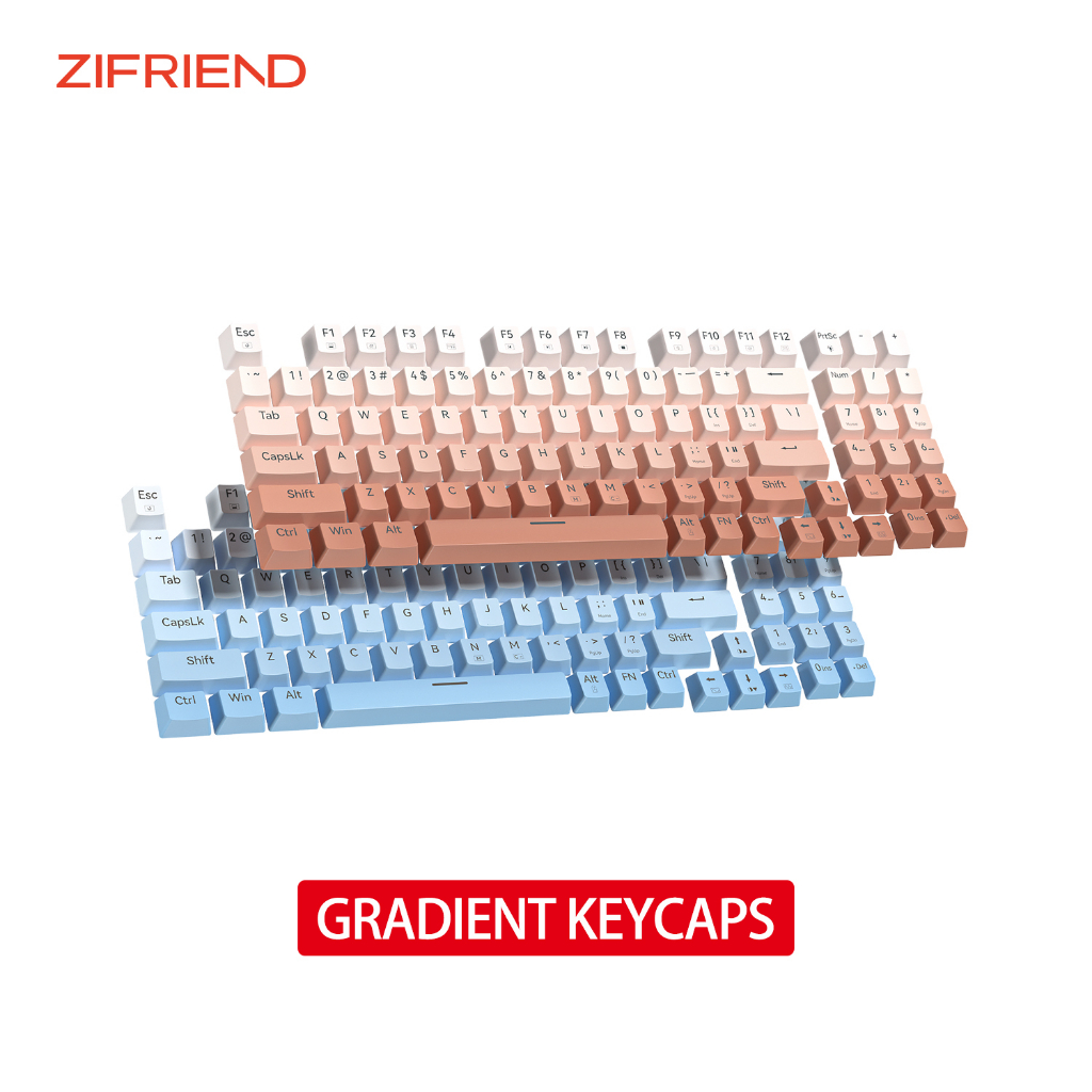 ZIFRIEND 132 phím Gradient Keycap PBT Màu hồng xanh lam cho bàn phím cơ