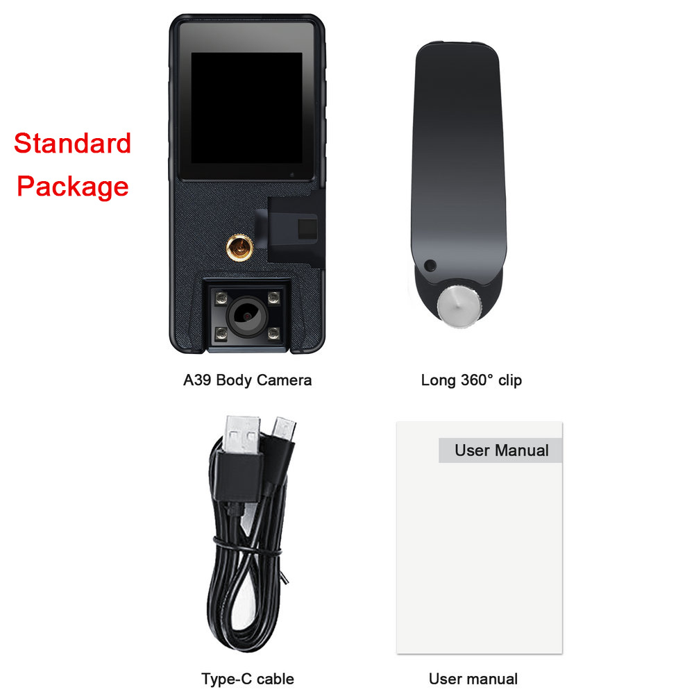 Máy Quay Phim Cảnh Sát A39 Full 1080P HD 2500mAh 180 Độ° Camera Hành Trình DV DVR Thiết Kế Xoay Tròn Tiện Dụng Cho Xe Đạp