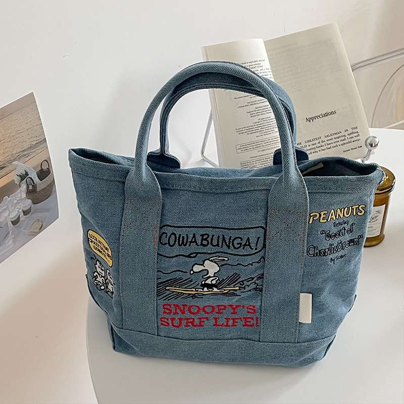 Keep order Túi Xách Denim Hoạt Hình Dễ Thương Thêu Đeo Tay Thường Miễn Phí Kết Hợp Tote Thời Trang  cmman11.vn