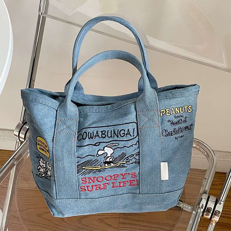 Keep order Túi Xách Denim Hoạt Hình Dễ Thương Thêu Đeo Tay Thường Miễn Phí Kết Hợp Tote Thời Trang  cmman11.vn