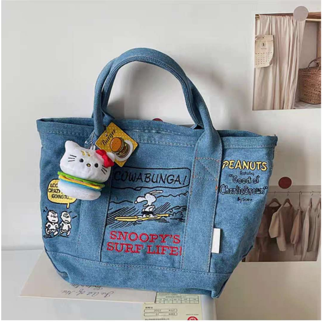 Keep order Túi Xách Denim Hoạt Hình Dễ Thương Thêu Đeo Tay Thường Miễn Phí Kết Hợp Tote Thời Trang  cmman11.vn