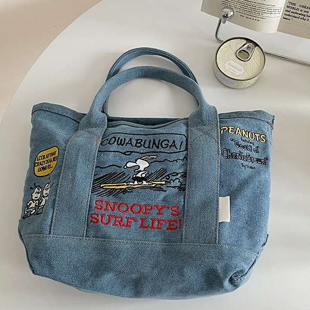 Keep order Túi Xách Denim Hoạt Hình Dễ Thương Thêu Đeo Tay Thường Miễn Phí Kết Hợp Tote Thời Trang  cmman11.vn