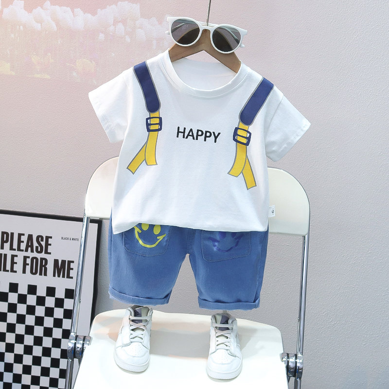 Set Đồ Mùa Hè 2 Món Gồm Áo Thun Cotton In Hình Thú Hoạt Hình + Quần Ngắn Thời Trang Cho Bé Trai
