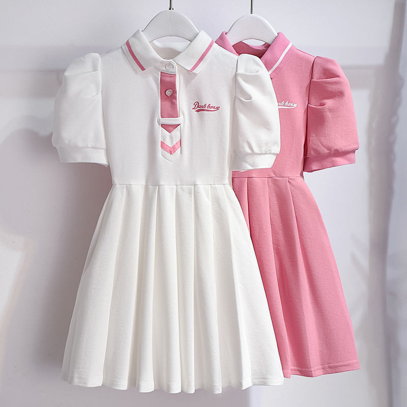 Đầm cotton Mềm Mại Màu Trắng Có Cổ Thời Trang Cho Bé Gái