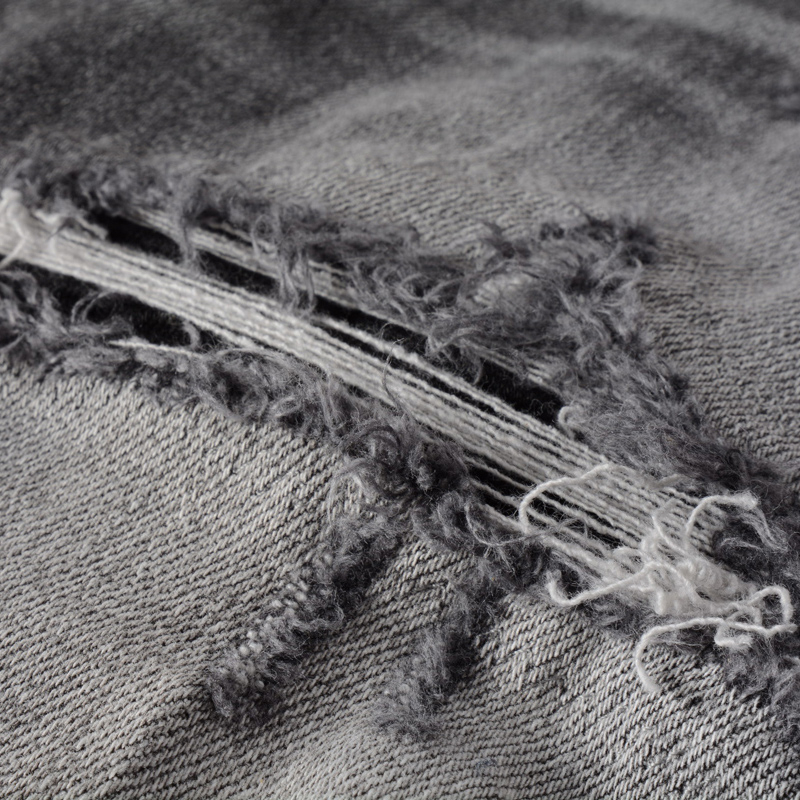 High Street AMIRI Jeans Fashion Brand Men Jeans Retro Gray Elastic Stretch Skinny Ripped Denim Pants