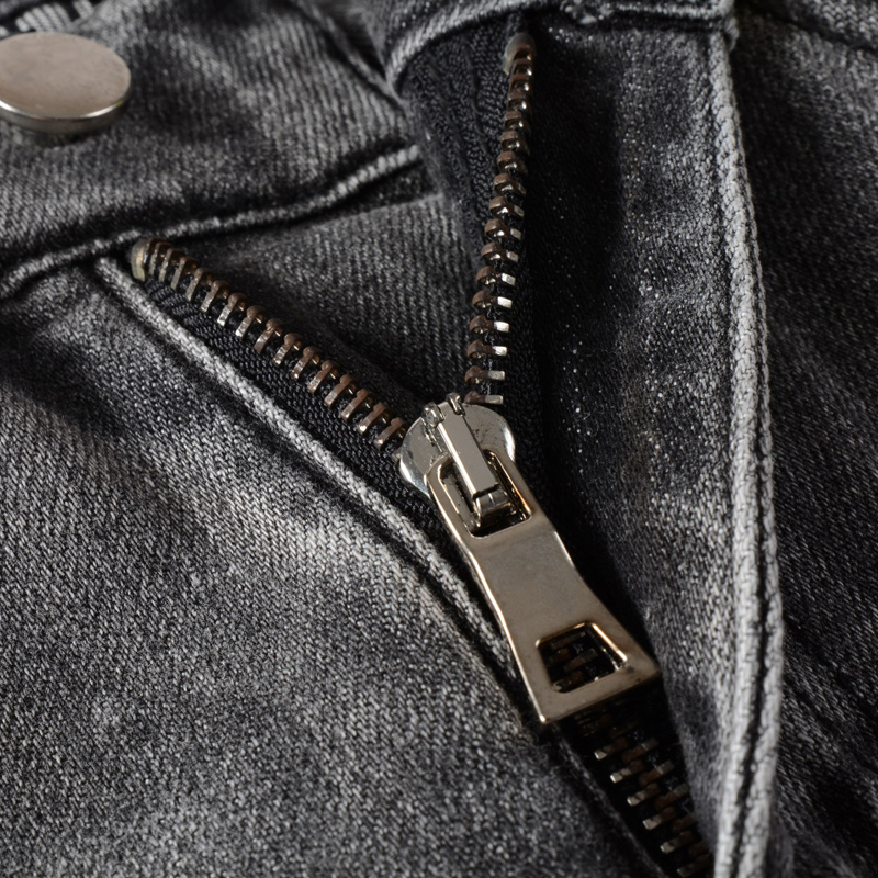 High Street AMIRI Jeans Fashion Brand Men Jeans Retro Gray Elastic Stretch Skinny Ripped Denim Pants