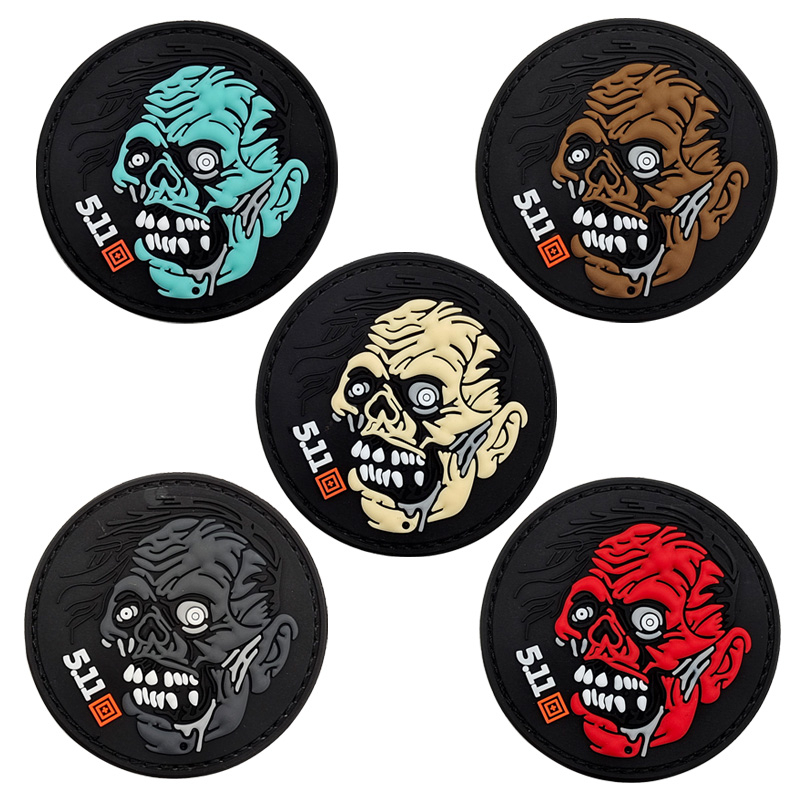 Huy Hiệu 3D Bằng Cao Su PVC 5.11 Hình Đầu Lâu Zombie Trang Trí Balo