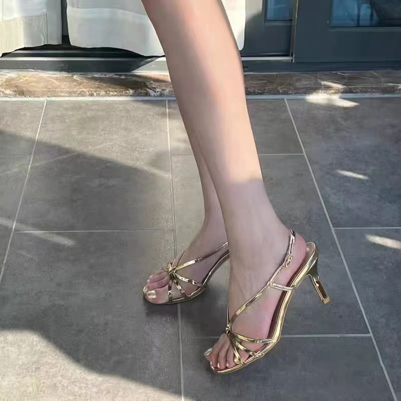 Giày Cao Gót Sandal Một Quai Màu Vàng Đồng Gợi Cảm Hàng Mới Dành Cho Bạn Nữ