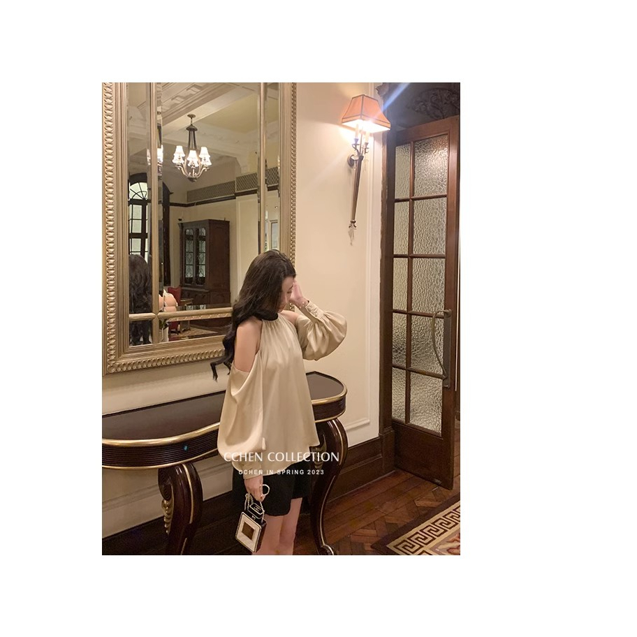 C Chen Chen Alice Áo Sơ Mi Thiết Kế Cao Cấp Hở Vai Phối Màu Tương Phản Phong Cách Mới Mùa Xuân Hè Dành Cho Bạn Nữ