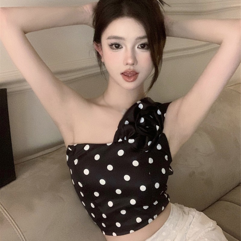 Áo Croptop Sát Nách Hoạ Tiết Hoa 3D Phong Cách Retro