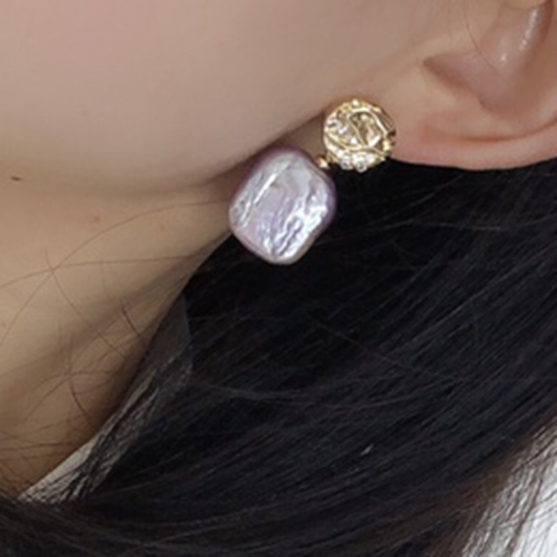 Bông Tai Ngọc Trai Tự Nhiên Phong Cách Baroque