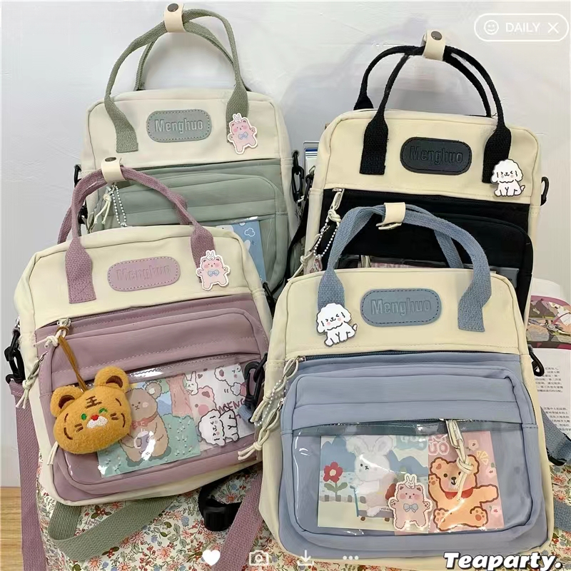 Ba Lô Kawaii Đa Chức Năng Với Ghim & Thẻ Kawaii Aesthetic Ba Lô Dễ Thương Nhật Bản JK Đồng Phục