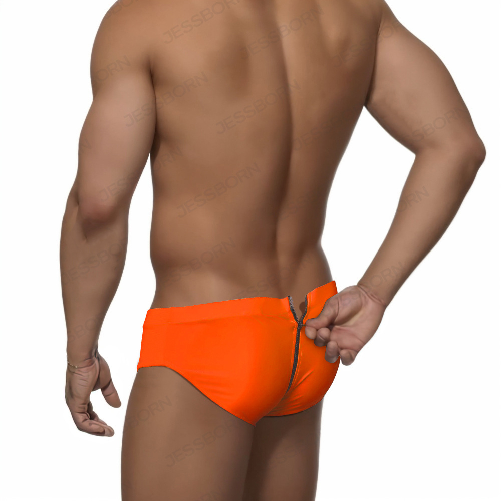 Quần Bơi Tam Giác Lưng Thấp Màu Trơn Có Khóa Kéo Gợi Cảm Cho Nam GG635