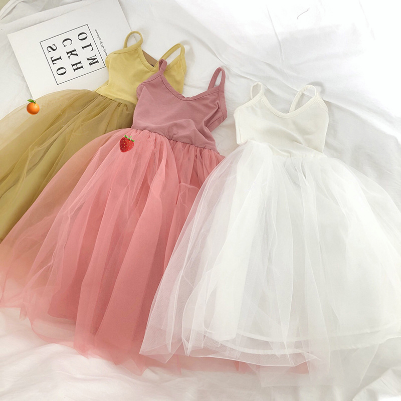 Cô gái ăn mặc, mùa hè cô gái nhỏ sling vest váy nhảy múa váy lụa váy bãi biển