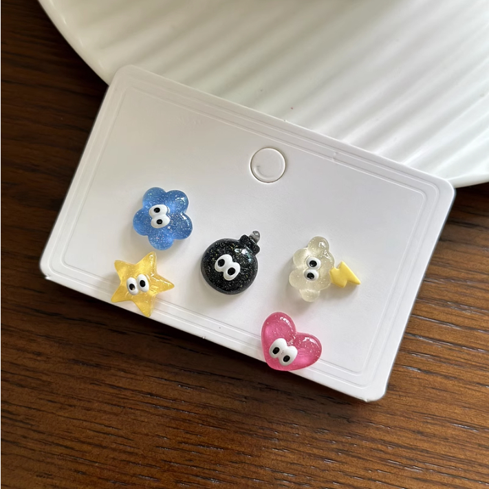 Bộ Bông Tai Trong Suốt Hình Đám Mây Ngôi Sao Mắt To Dễ Thương Phong Cách Hàn Quốc