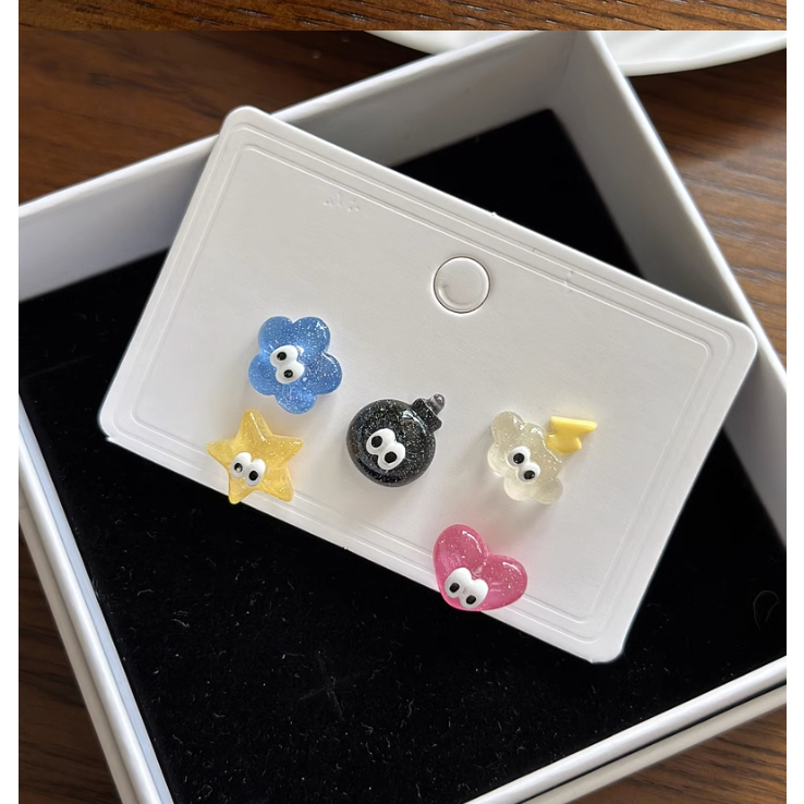 Bộ Bông Tai Trong Suốt Hình Đám Mây Ngôi Sao Mắt To Dễ Thương Phong Cách Hàn Quốc