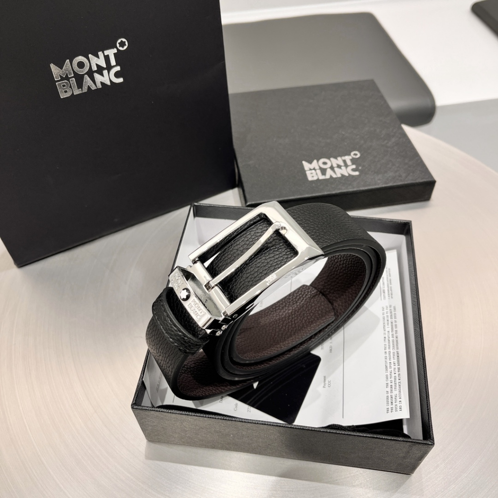 Mont BLANC Thắt Lưng Màu Đen Thời Trang Công Sở Cho Nam