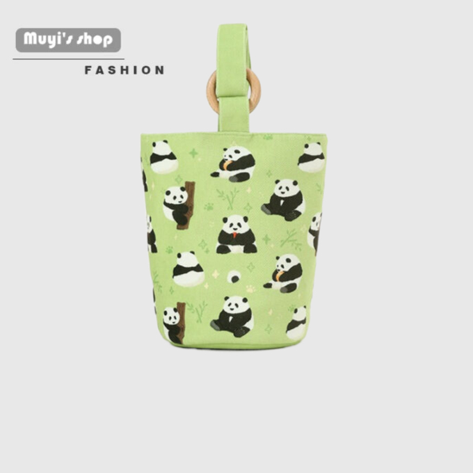 Túi Xách Vải Canvas In Hình Gấu Trúc Dễ Thương Thời Trang Mùa Hè Cho Nữ