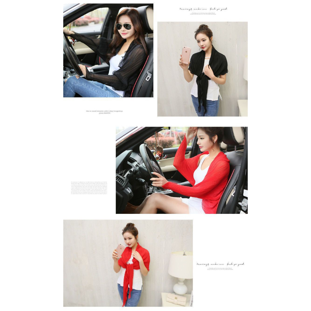 Hàng Có Sẵn Mới Khăn Choàng chiffon Dài Tay Chống Nắng Màu Trơn Dành Cho Đi Xe Đạp Đi Biển Lái Xe Ngoài Trời