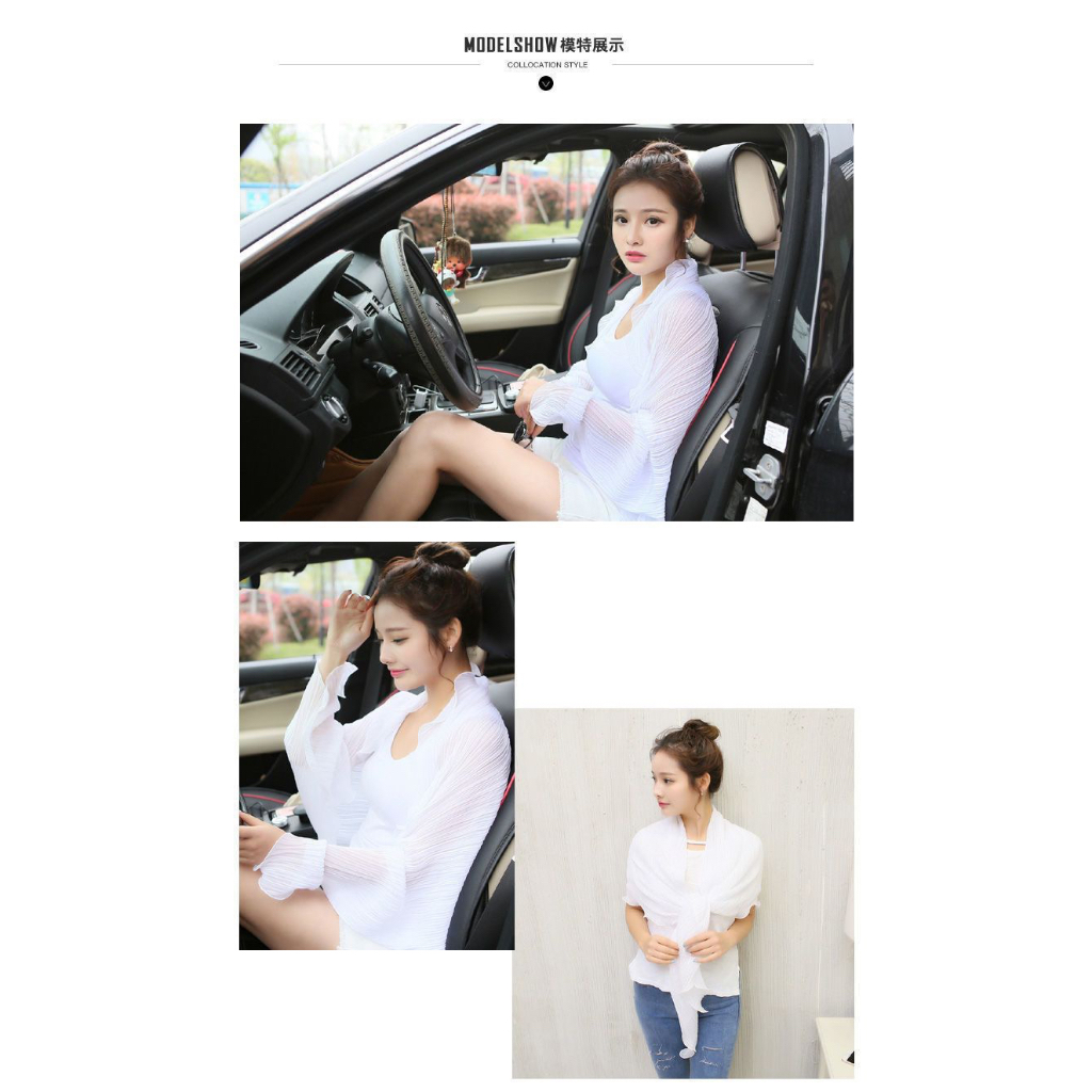 Hàng Có Sẵn Mới Khăn Choàng chiffon Dài Tay Chống Nắng Màu Trơn Dành Cho Đi Xe Đạp Đi Biển Lái Xe Ngoài Trời