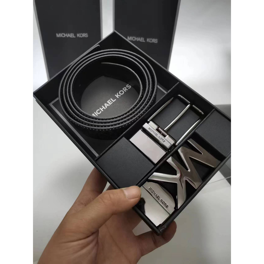 MICHAEL KORS Thắt Lưng Da Màu Đen Đục Lỗ 120cm Có Hộp Đựng Cho Nam