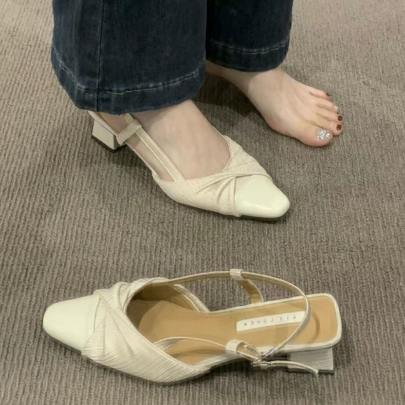 YAOLI  Xăng đan Cao Gót Đế Dày Màu Sắc Thời Trang Pháp