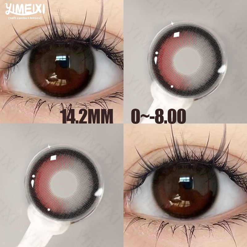 Bộ 2 Thấu Kính Yimeixi (0 ~ - 8.00) lentilles 14.2mm 2 Màu Tự Nhiên Thoải Mái Dùng Hóa Trang Phù Thủy Nửa Năm (6 Tháng)