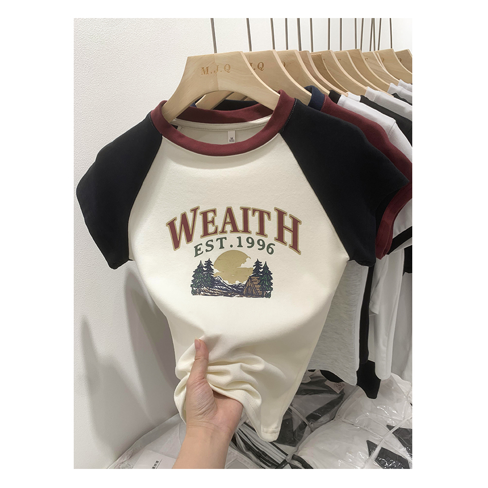 Áo Thun Raglan Tay Ngắn Dáng Ôm Phong Cách Hàn Quốc Thời Trang Mùa Hè Hàng Mới 64536