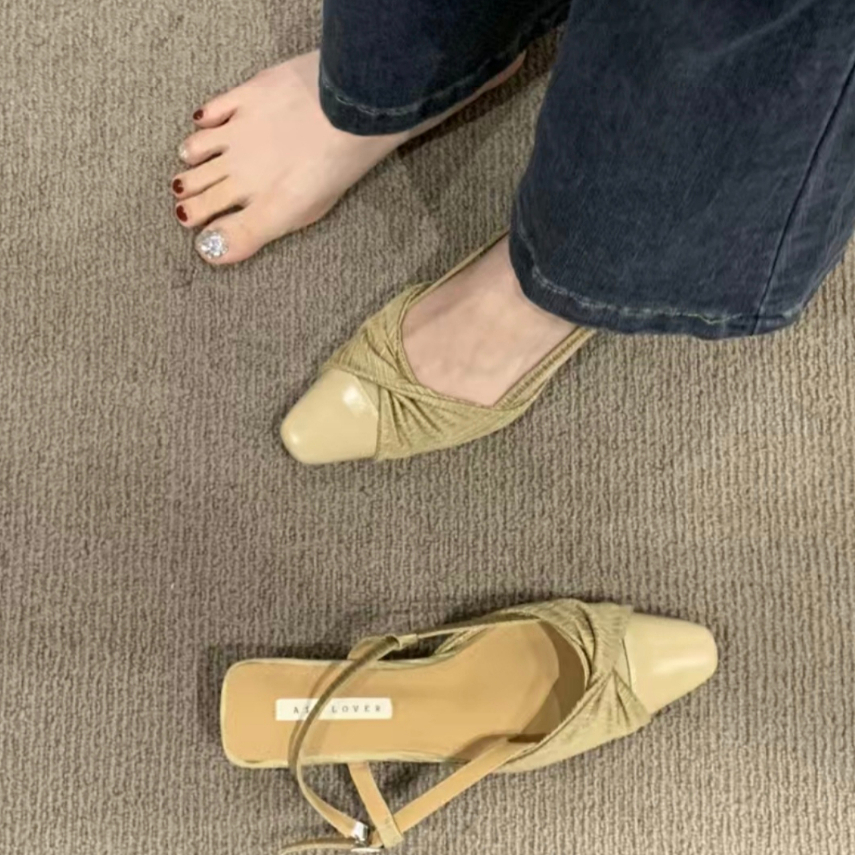 YAOLI  Xăng đan Cao Gót Đế Dày Màu Sắc Thời Trang Pháp