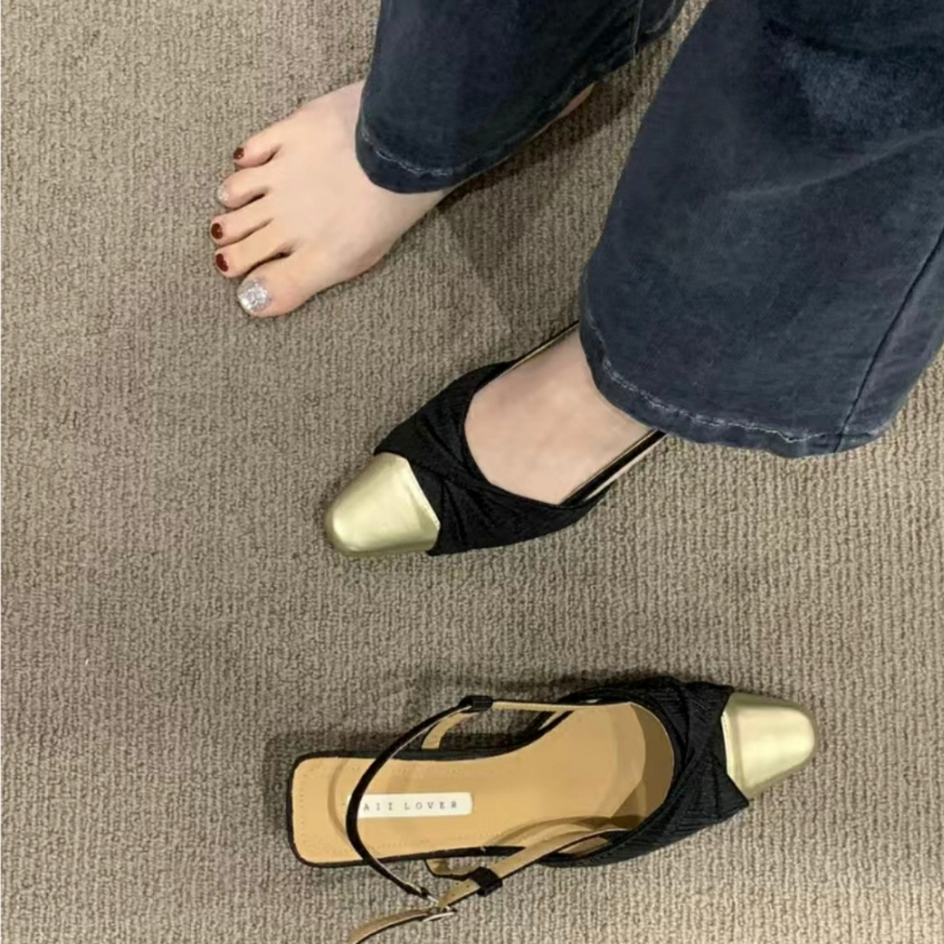 YAOLI  Xăng đan Cao Gót Đế Dày Màu Sắc Thời Trang Pháp