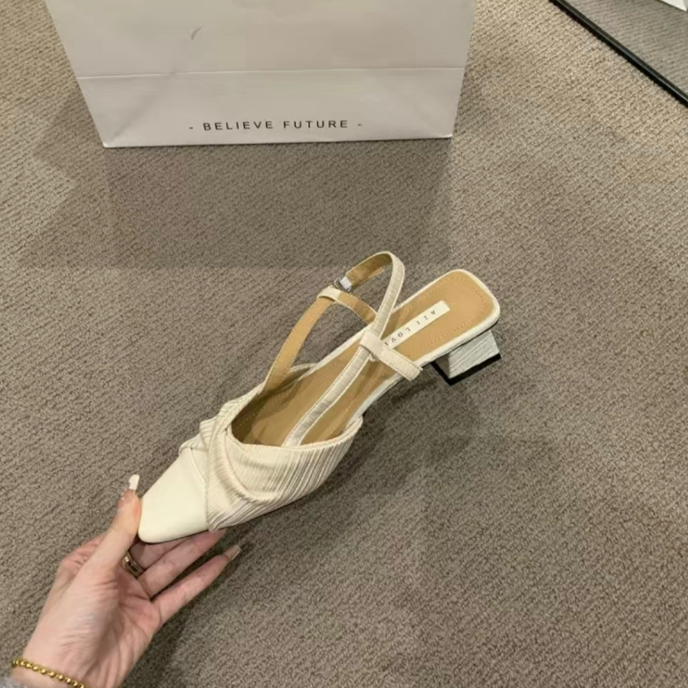 YAOLI  Xăng đan Cao Gót Đế Dày Màu Sắc Thời Trang Pháp