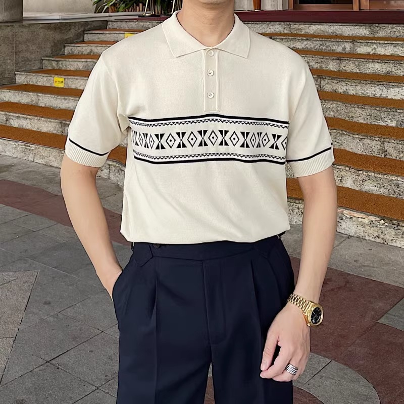 Áo Thun polo Dệt Kim Mỏng Ngắn Tay Thời Trang Mùa Hè Hàn Quốc Cá Tính M-3xl