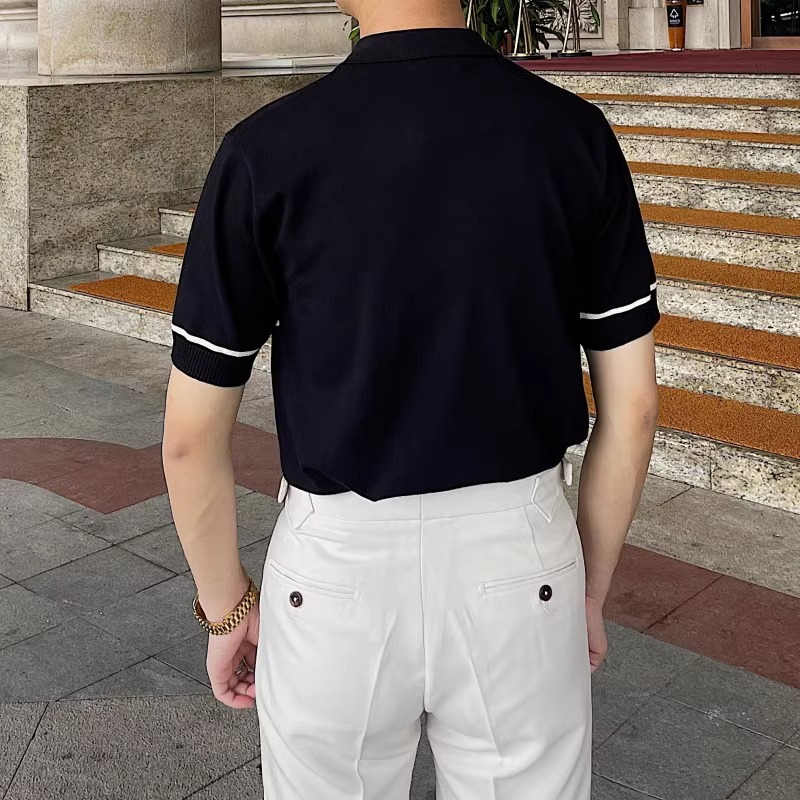Áo Thun polo Dệt Kim Mỏng Ngắn Tay Thời Trang Mùa Hè Hàn Quốc Cá Tính M-3xl