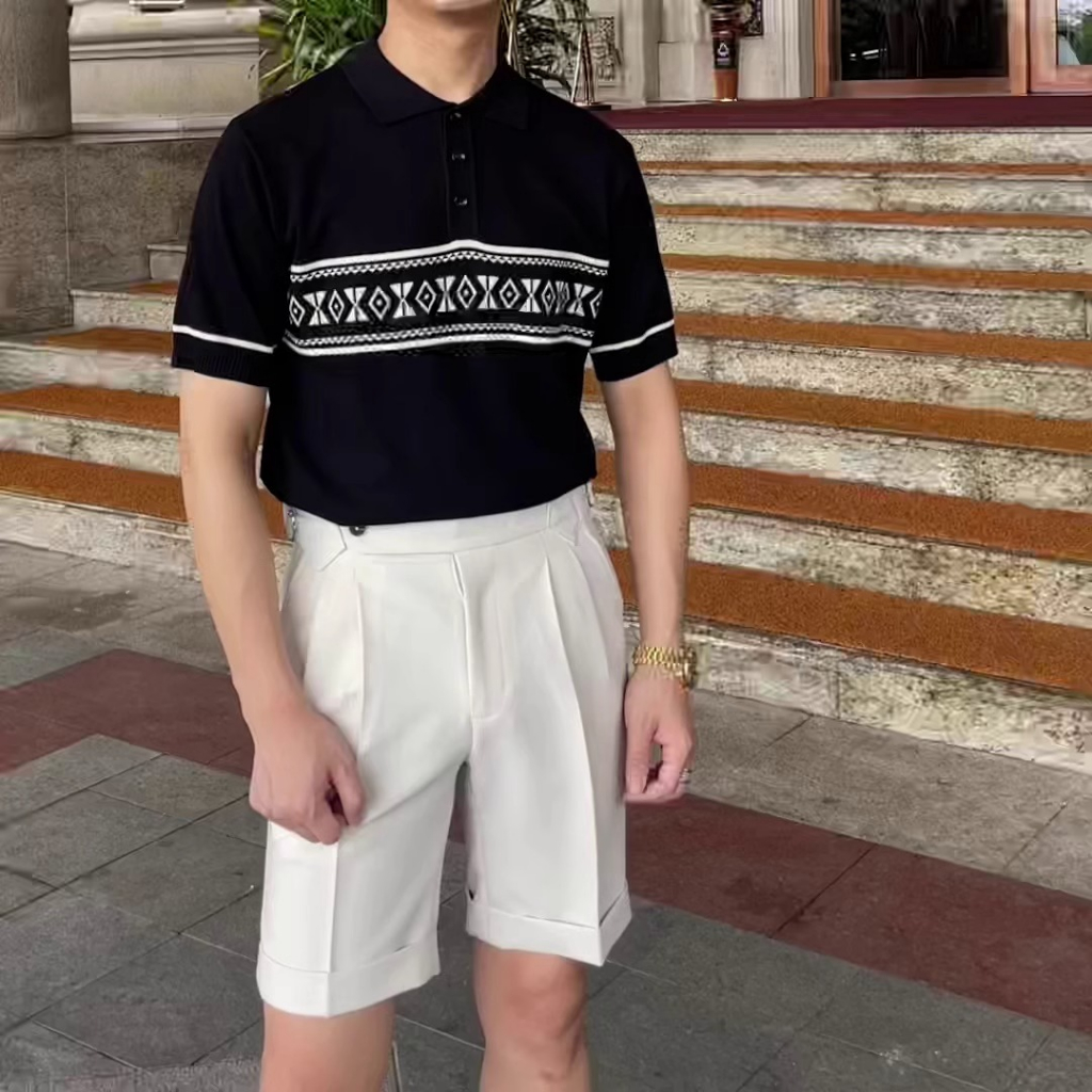 Áo Thun polo Dệt Kim Mỏng Ngắn Tay Thời Trang Mùa Hè Hàn Quốc Cá Tính M-3xl