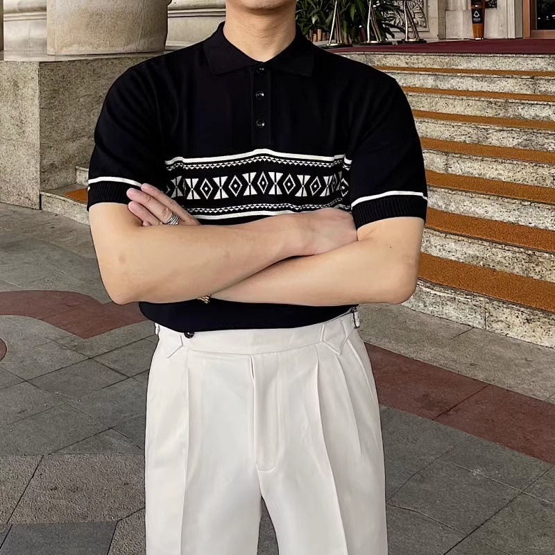 Áo Thun polo Dệt Kim Mỏng Ngắn Tay Thời Trang Mùa Hè Hàn Quốc Cá Tính M-3xl