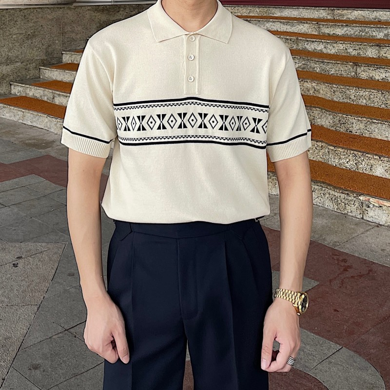 Áo Thun polo Dệt Kim Mỏng Ngắn Tay Thời Trang Mùa Hè Hàn Quốc Cá Tính M-3xl