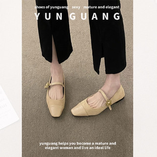 Giày búp bê YUNGUANG đế mềm mũi vuông phong cách Pháp cho nữ