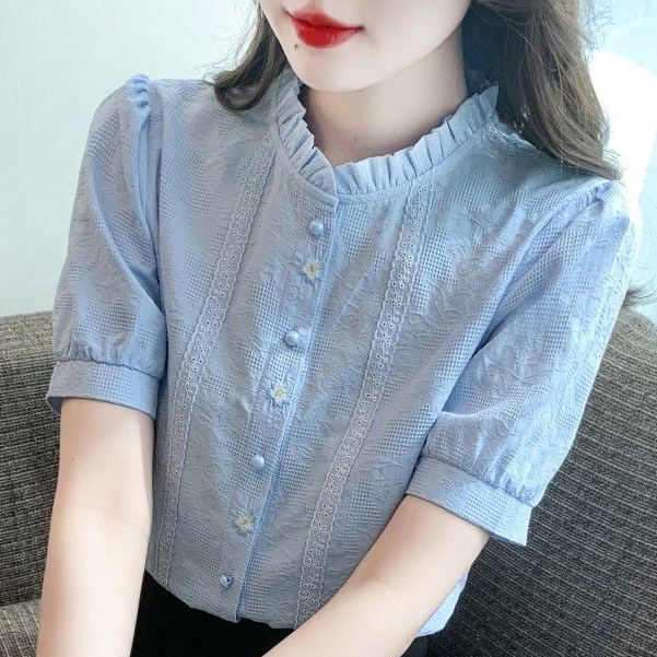 Áo Sơ Mi Cotton Nguyên Chất Cao Cấp Thêu Họa Tiết Thời Trang Mùa Hè 2023 Cho Nữ