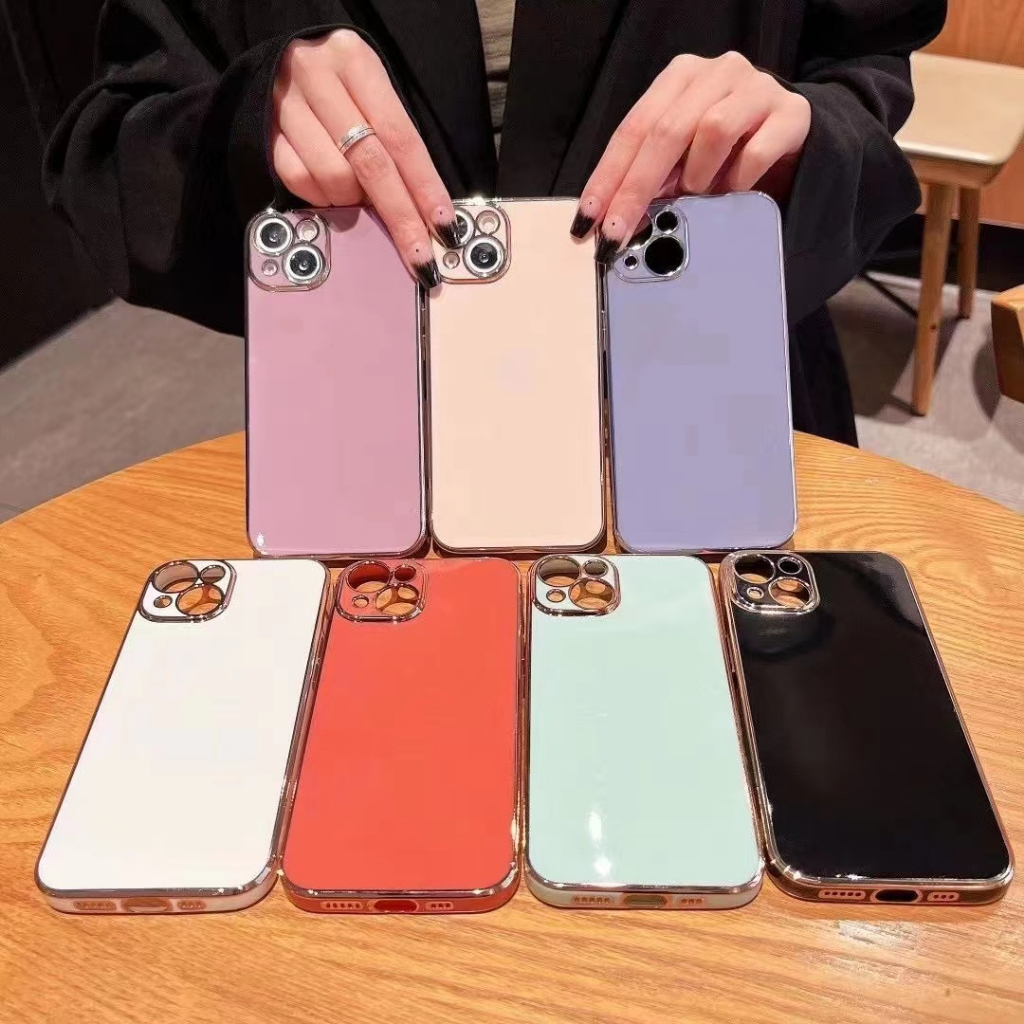 ốp lưng OPPO A17K A55 A76 A96 A53 A92 A54 4G A52 A33 Cạnh thẳng 90 ° mạ điện hoàn toàn bảo vệ trường hợp điện thoại